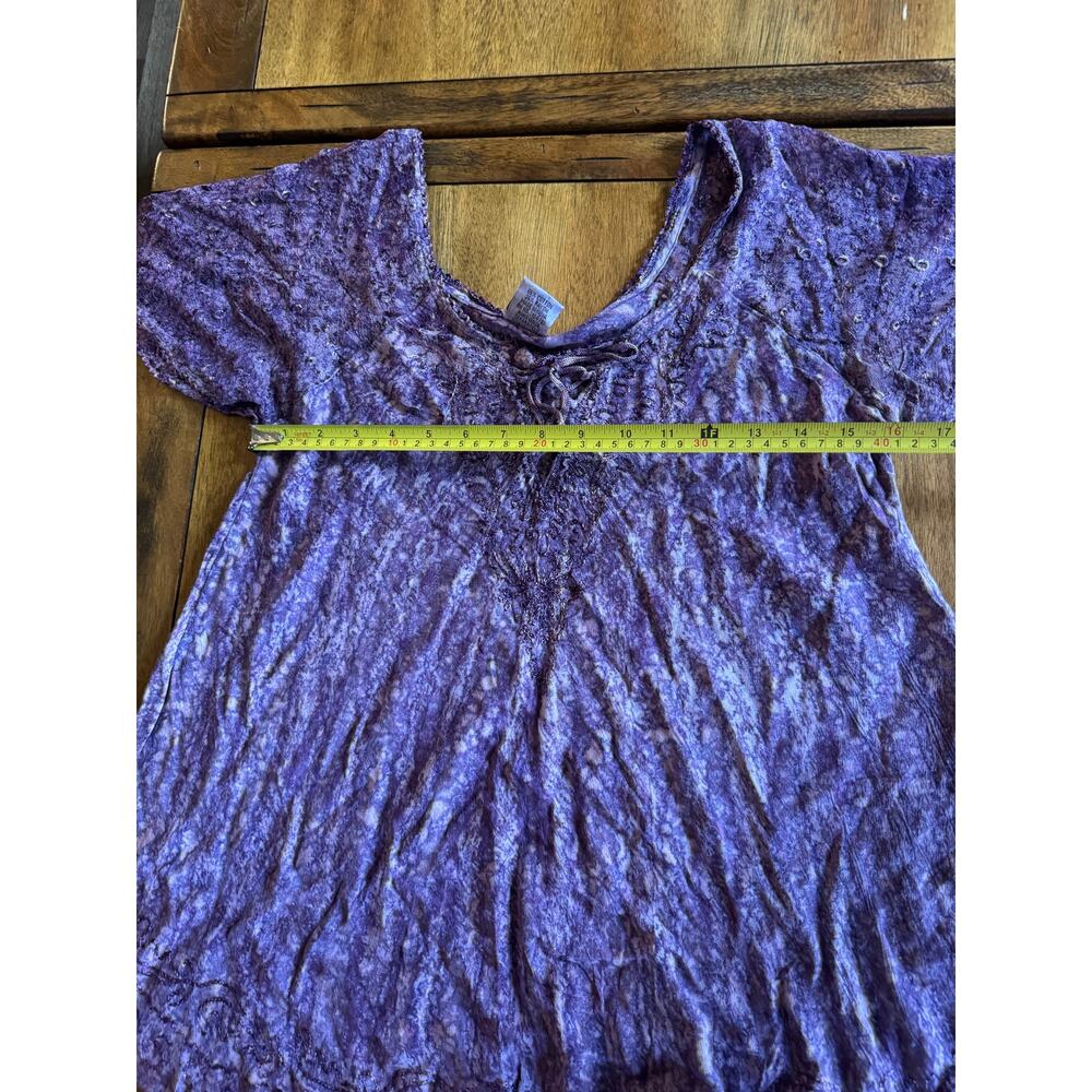 Advance Apparels Purple Boho Crinkle Tunic Top Free Size Est S-M Y2K - Picture 6 of 11